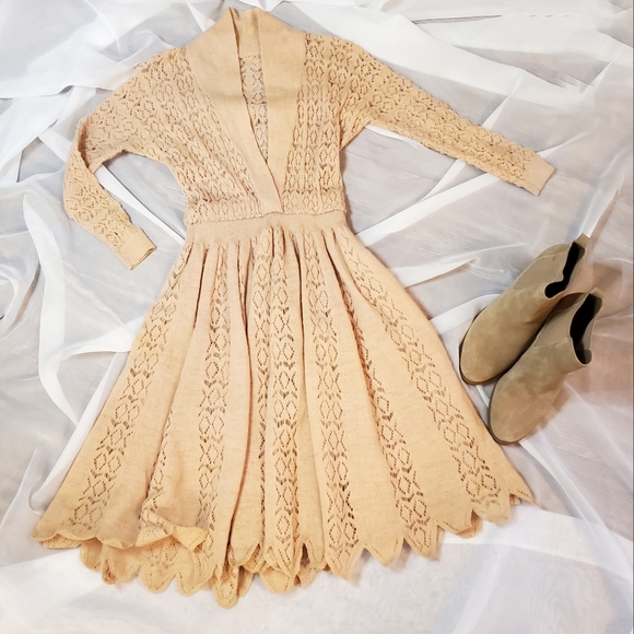 Hand Made Dresses & Skirts - 1950S Vintage Hand Knit  Dress ,Germany